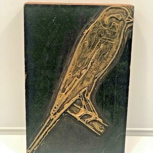 Vintage Printing Block Bird Parakeet